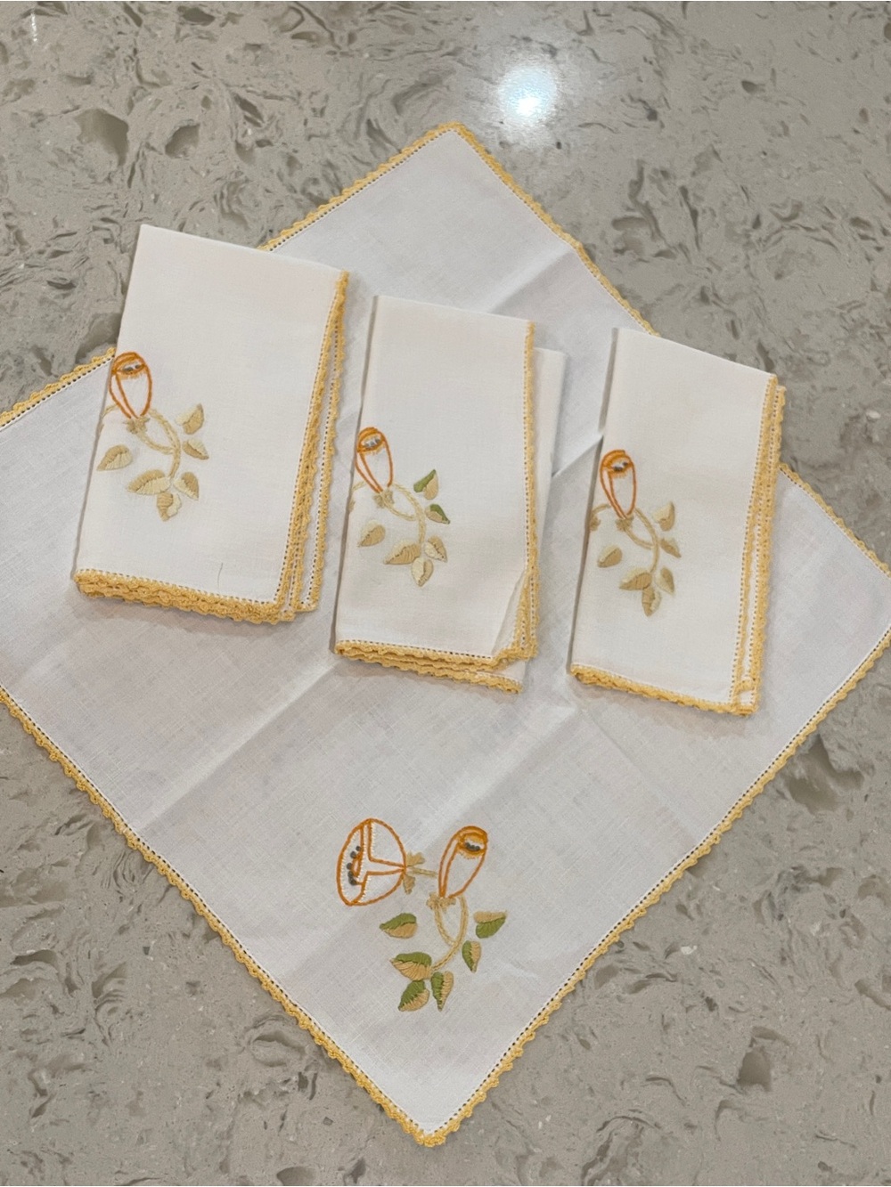 Embroidered Napkin Set - Elegant Floral Design